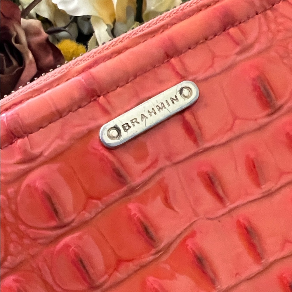 Brahmin Orange/Coral Croc-Embossed Zip Around Wallet -Leather. USED but GUC - Picture 15 of 15